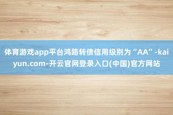 体育游戏app平台鸿路转债信用级别为“AA”-kaiyun.com-开云官网登录入口(中国)官方网站