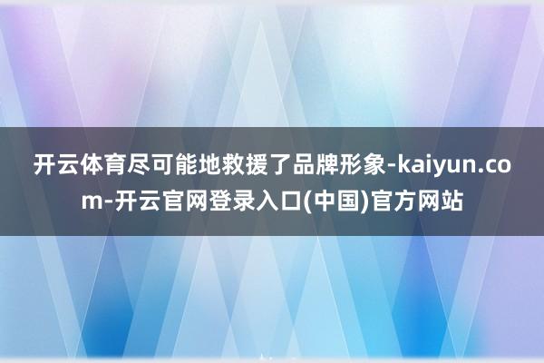 开云体育尽可能地救援了品牌形象-kaiyun.com-开云官网登录入口(中国)官方网站